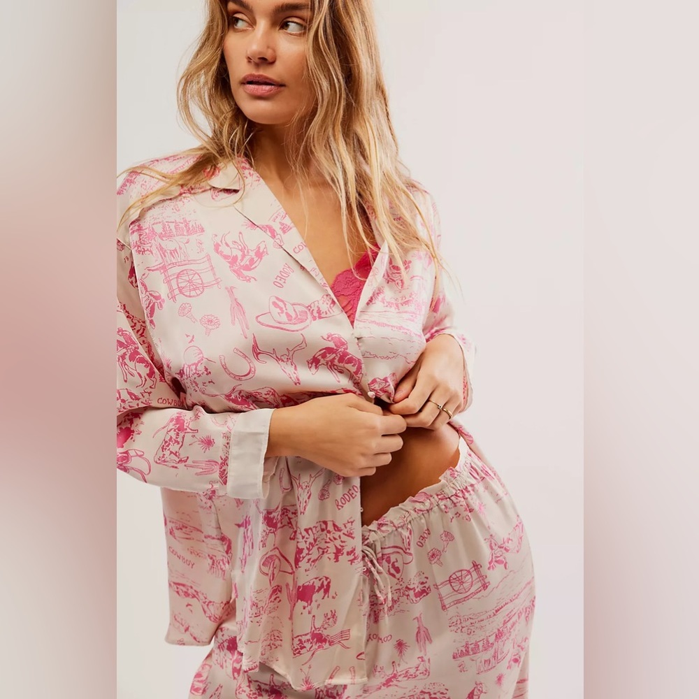 Free People Dreamy Days Pajama Set in Tea Combo Size Small